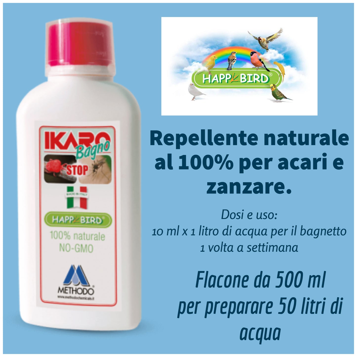 Ikaro Bagno Happy Bird 500 ml (repellente naturale per acari e zanzare)